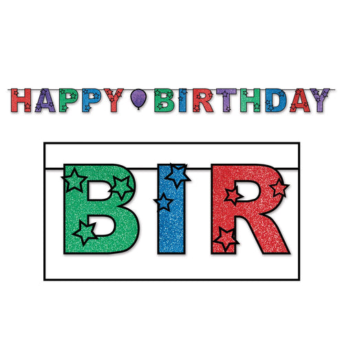 Happy Birthday Glittered Hanging Streamer