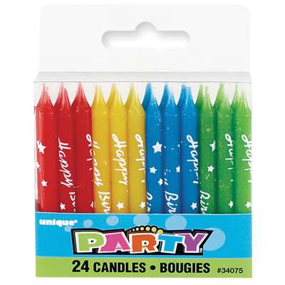 Happy Birthday Script Candles 2.5" 24ct