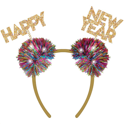 Happy New Year Colorful Confetti Pom Pom Headband