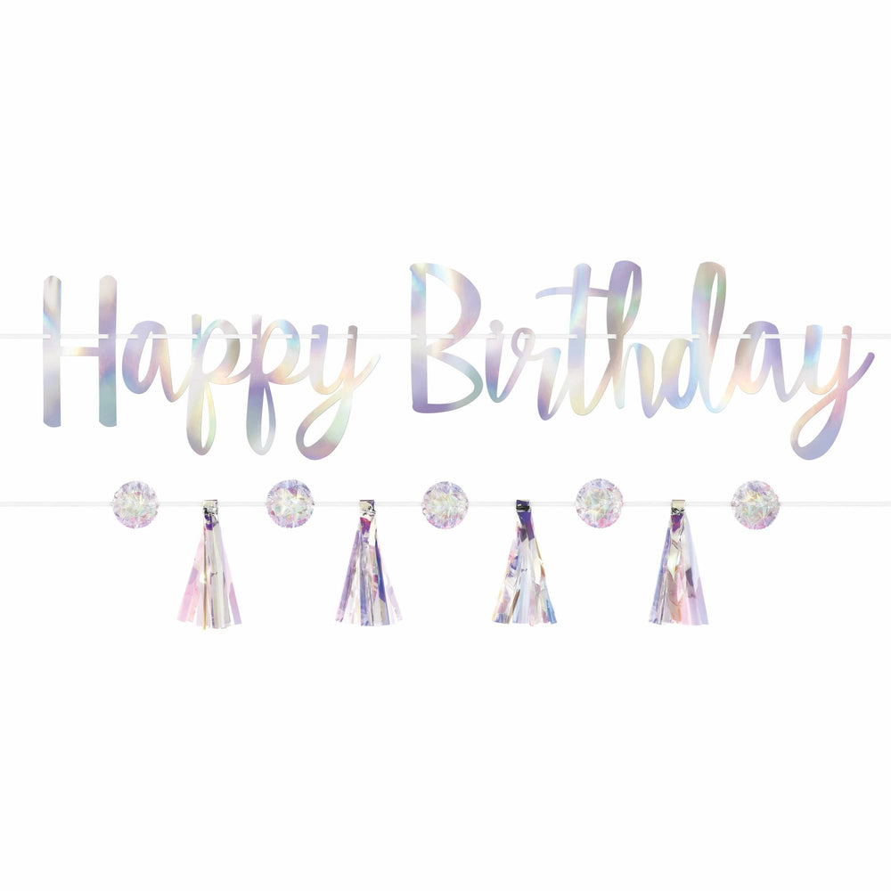 Happy birthday iridescent banner kit