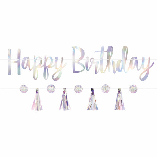 Happy birthday iridescent banner kit