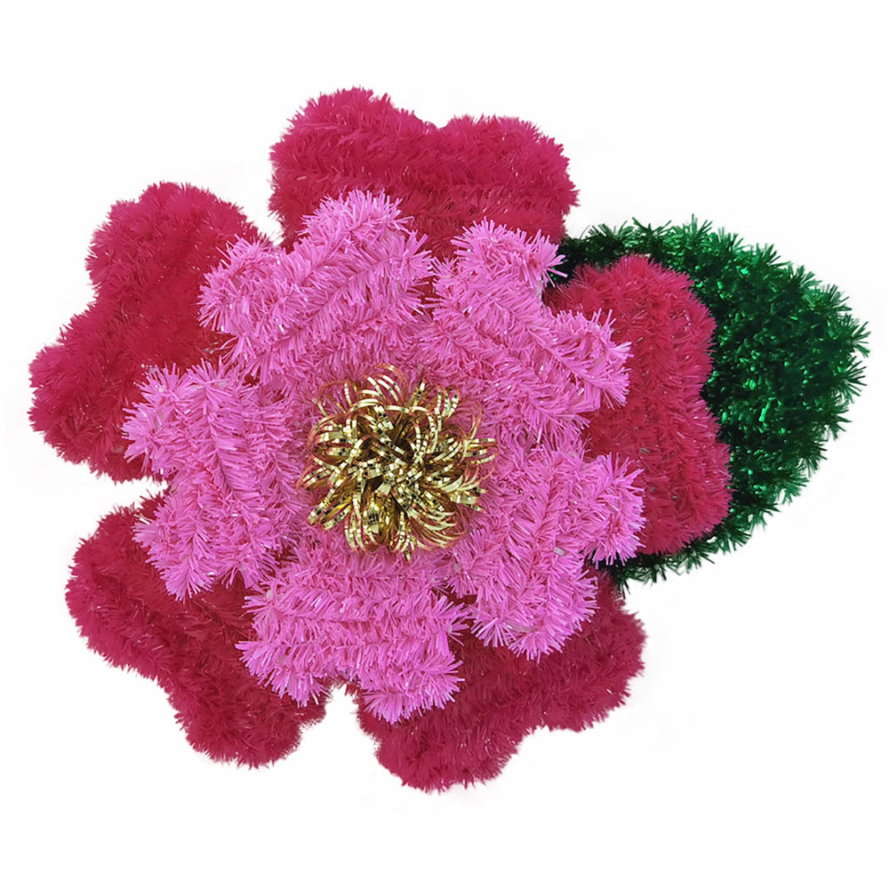 Bright floral hibiscus tinsel decoration