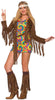 Tie dye dress with brown fringed jacket