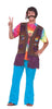 Brown faux suede vest with colorful patches