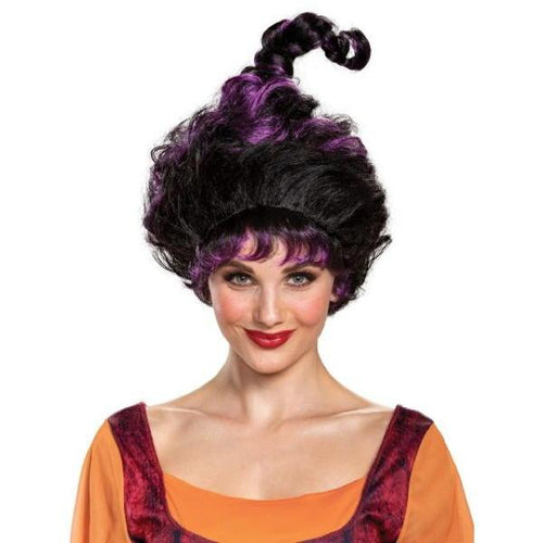 Black wig with purple highlights
