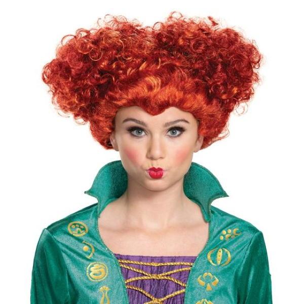 Red hair in a curly up do