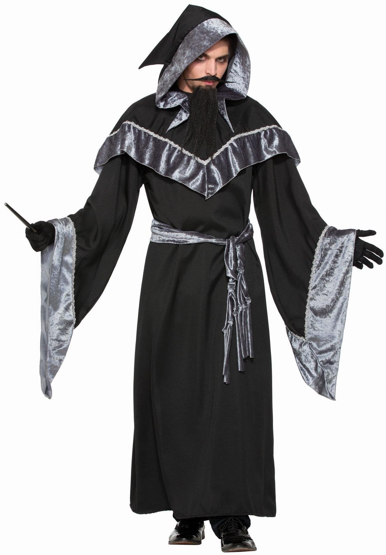 Black and silver hooded robe and belt