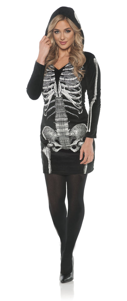 Mini dress with skeletal print