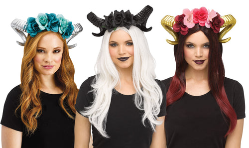 Floral Ram Style Horned Headpiece