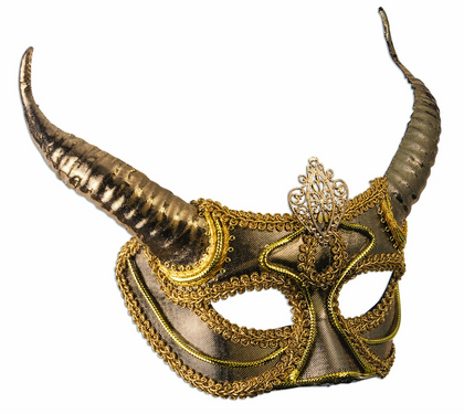 Gold or Silver Mask with Protruding Horns