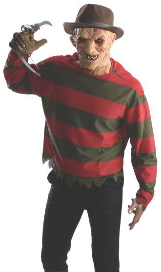 Green and Red Striped Shirt and Freddy Mask