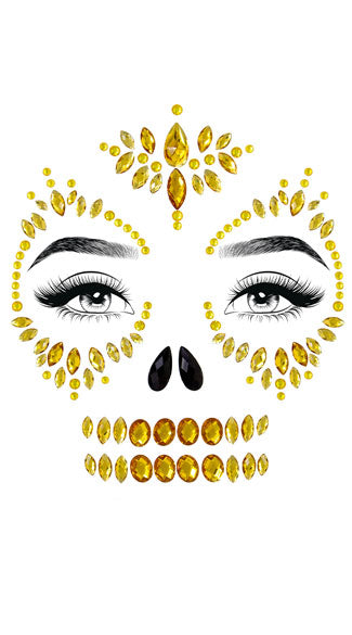 Gold Sugar Skull Face Jewels