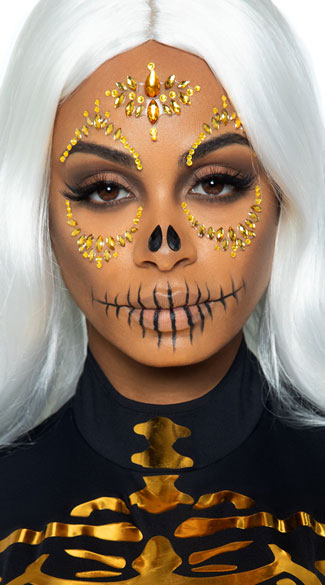 Gold Sugar Skull Face Jewels