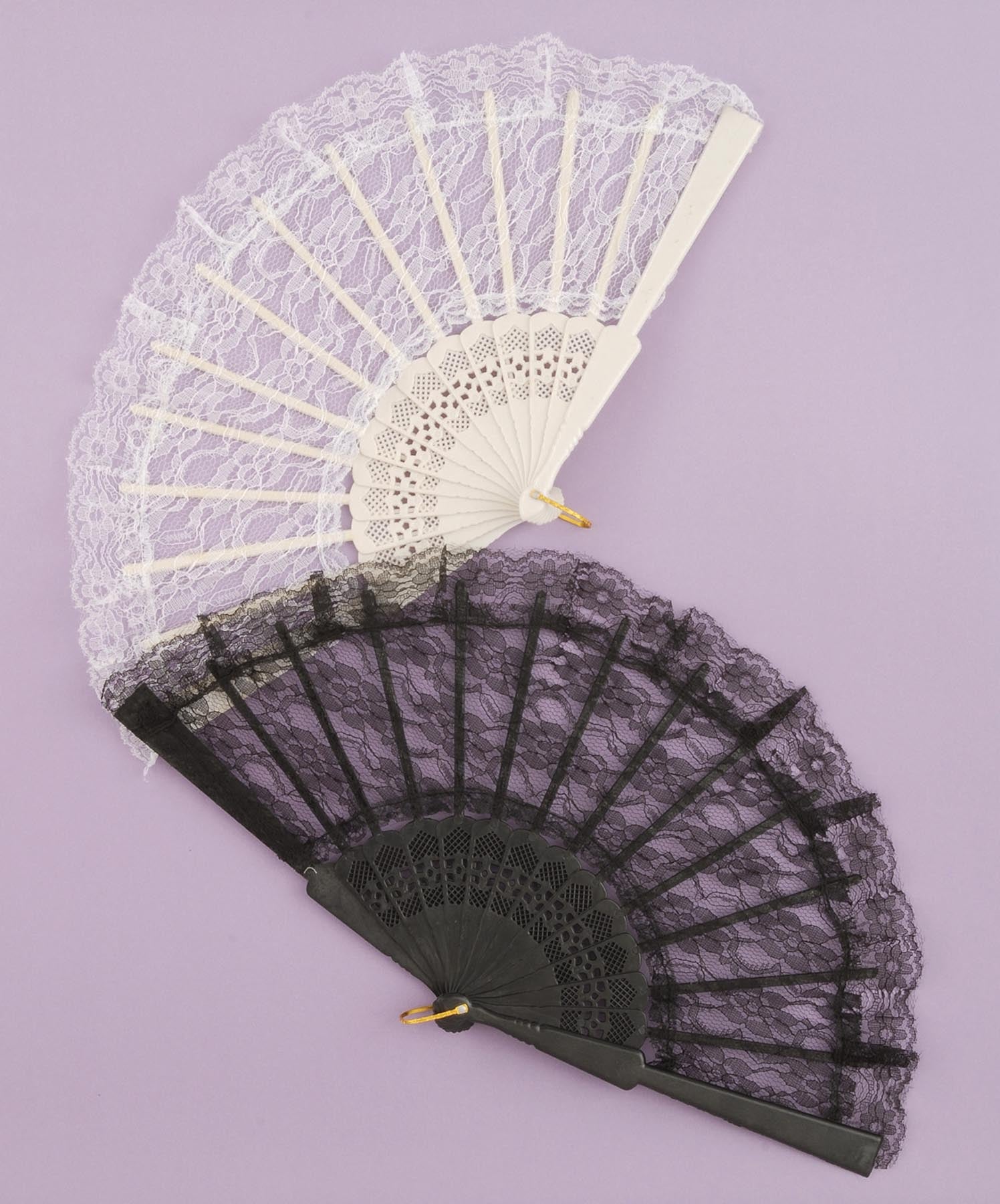 Black or White Lace folding fan
