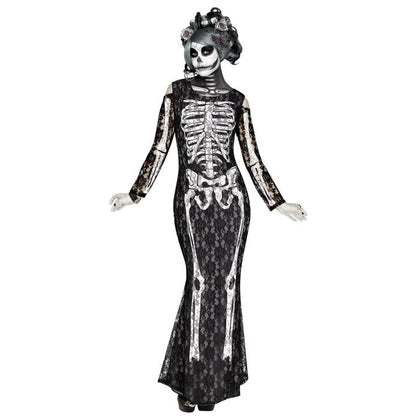 Lace Dress with Skeleton Print