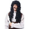 Long curly wig and curled mustache