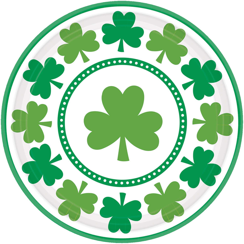 Lucky Shamrocks Round Plates 8ct | St. Patrick's Day