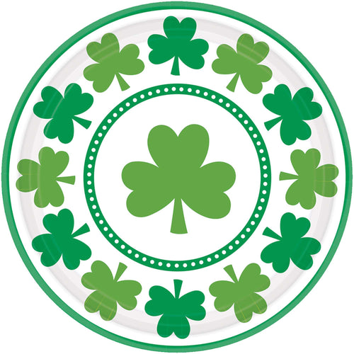 Lucky Shamrocks Round Plates 8ct | St. Patrick's Day