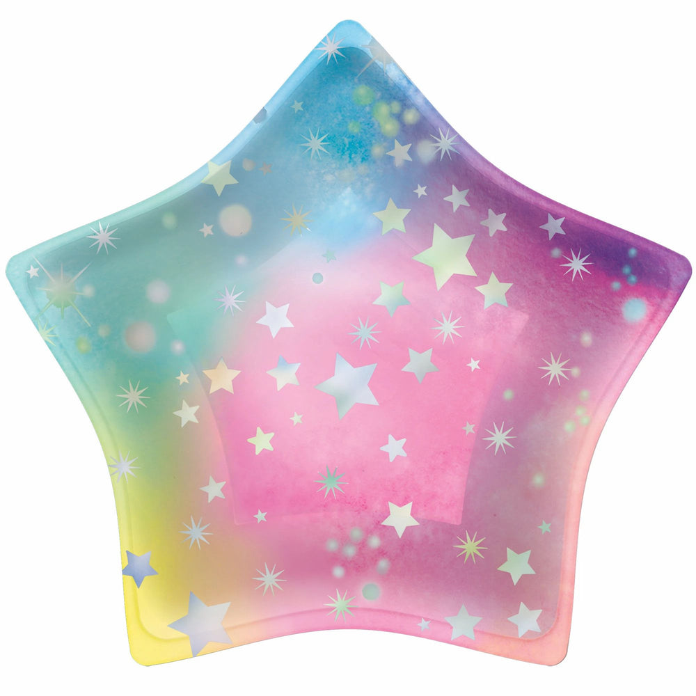 Luminous 7in Iridescent Star Shaped Plates - 8ct