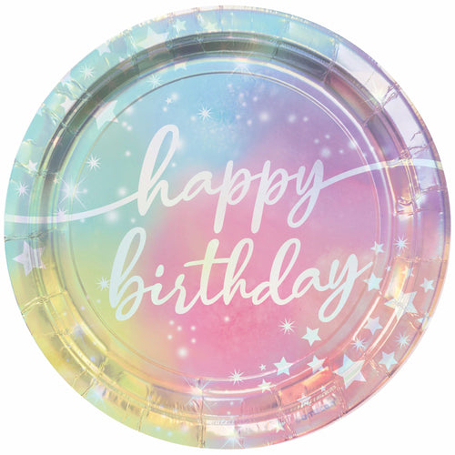Luminous Iridescent 7in Plates - 8ct