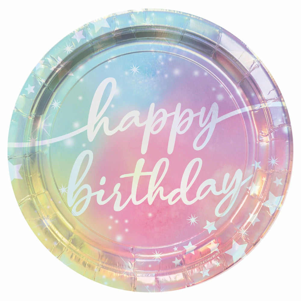 Luminous Iridescent 9in Plates - 8ct