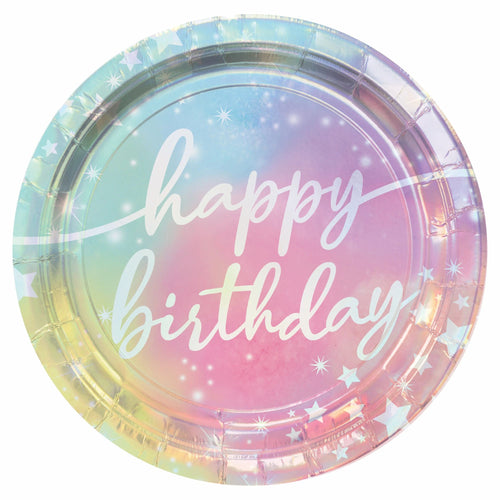 Luminous Iridescent 9in Plates - 8ct