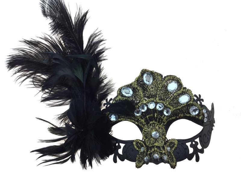 Venetian Eye Mask with Feather