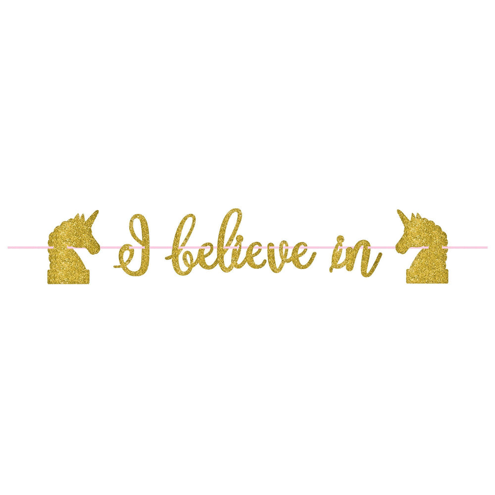 Magical Unicorn Gold Glitter Ribbon Letter Banner