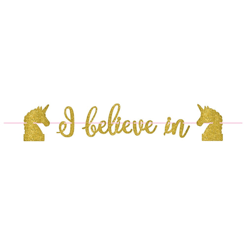 Magical Unicorn Gold Glitter Ribbon Letter Banner