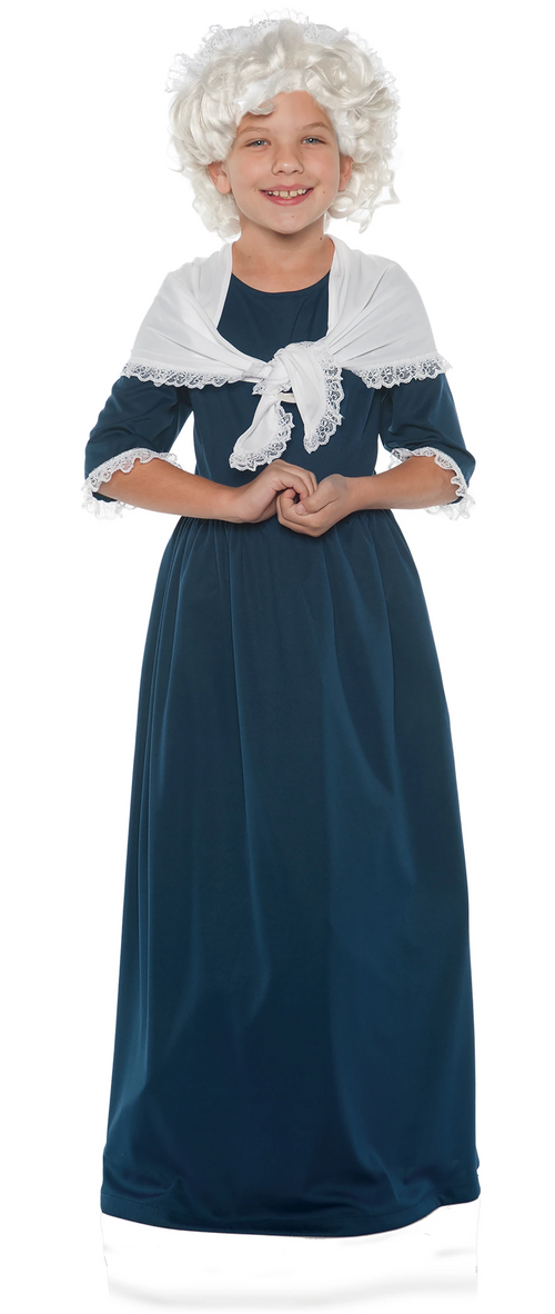 Blue dress with attached white shawl