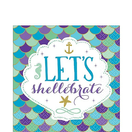 Let's Shellebrate Mermaid Luncheon Napkins 16ct | Kid's Birthday
