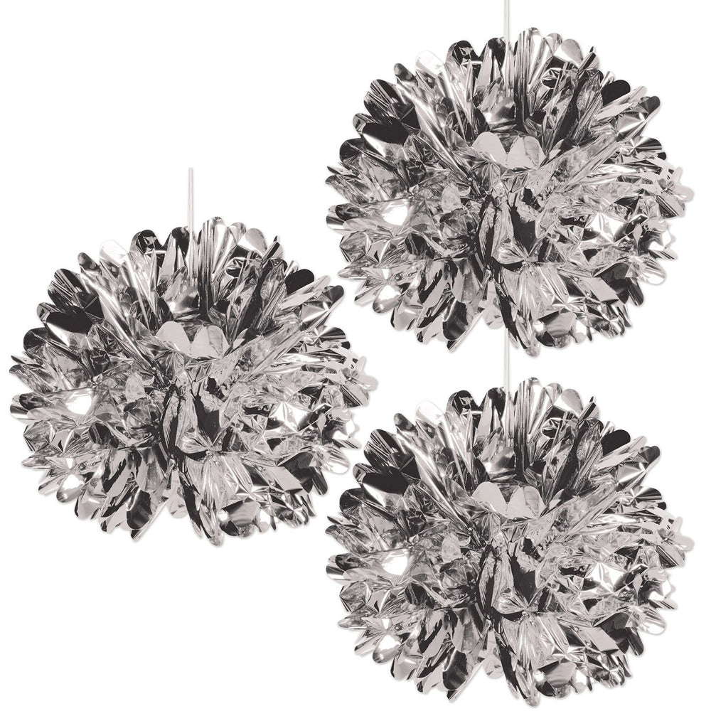 Metallic Fluff Balls - Silver