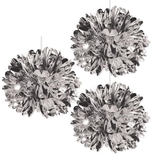 Metallic Fluff Balls - Silver