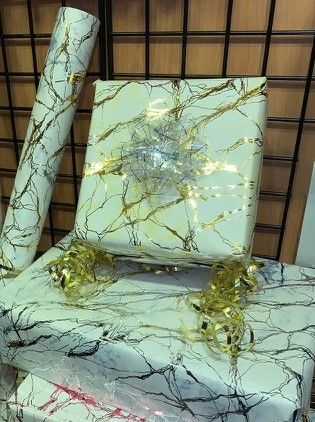 Metallic Marbleized Hot Foil Silver & Gold | Gift Wrap