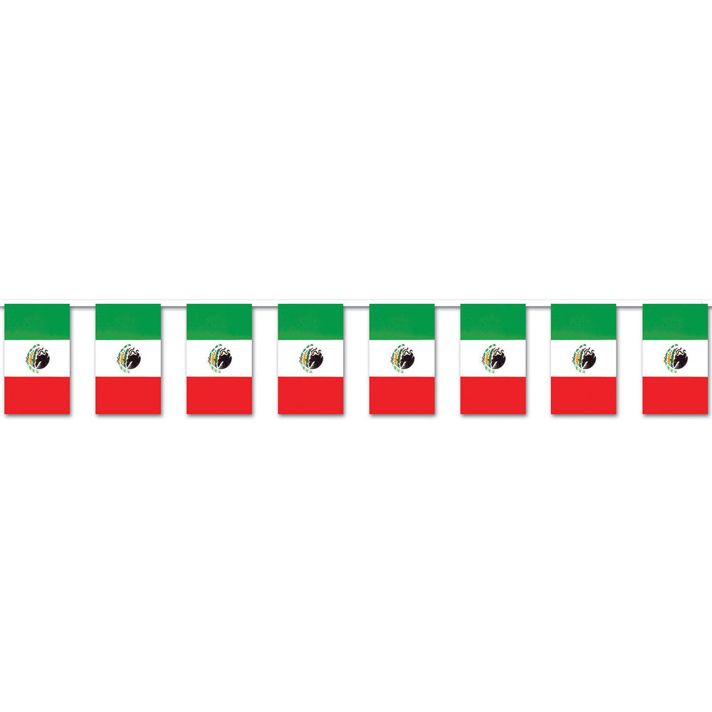 Mexican Flag Pennant Banner 17" x 60'