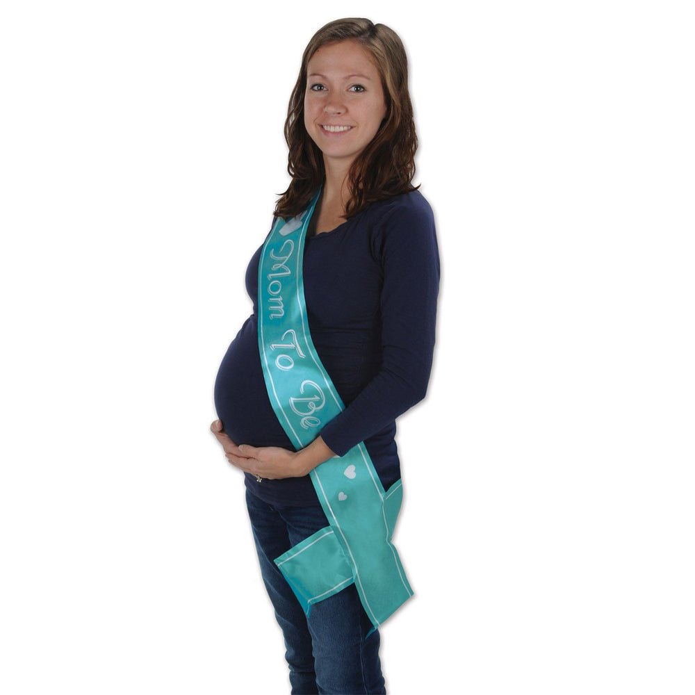 Mom to Be Satin Sash - Blue