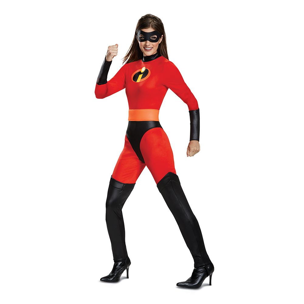 Red and black jumpsuit, mask and belt