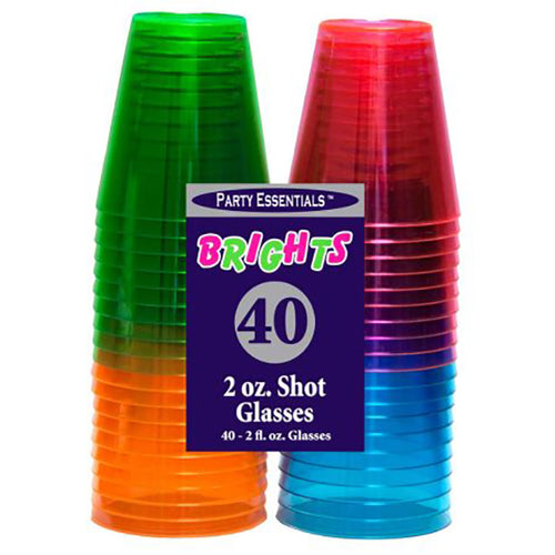 2 oz. Shot Glasses - Assorted Neons 40 Ct.