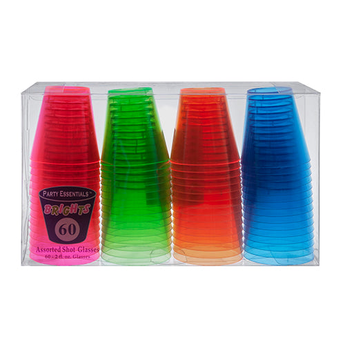 Assorted Neon Shot Glasses 2 oz 60 ct