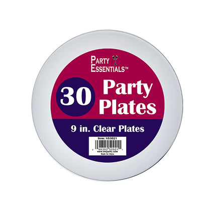 9″ PARTY PLATES  CLEAR 40 CT