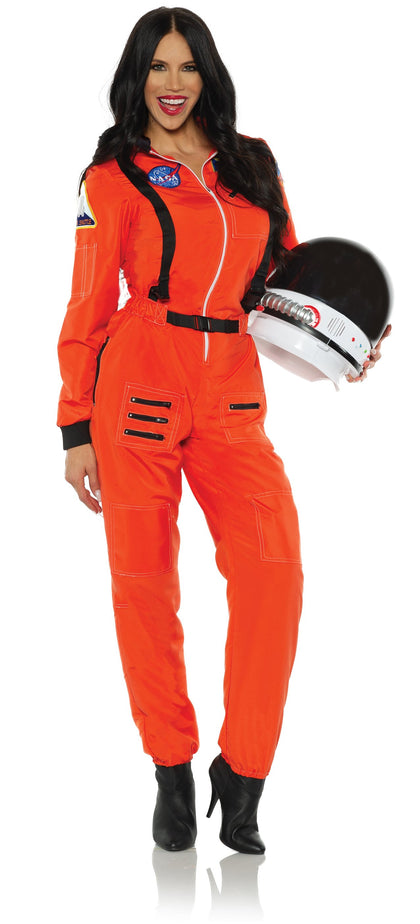 Orange jumpsuit with patches