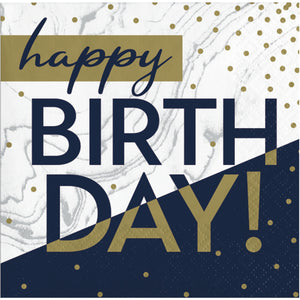 Navy and Gold Beverage Napkins 16ct | Milestone Birthday