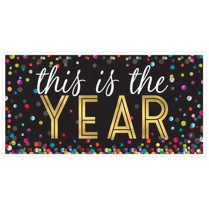 New Years Large Horizontal Banner Colorful Confetti