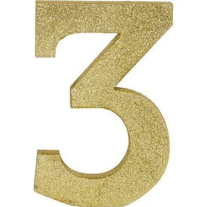 Number 3 Glitter Gold Number Sign | General Entertaining