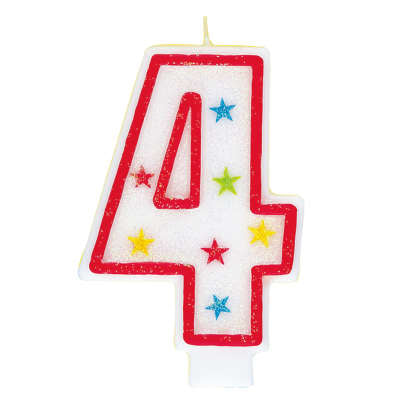 Number 4 Glitter Birthday Candle