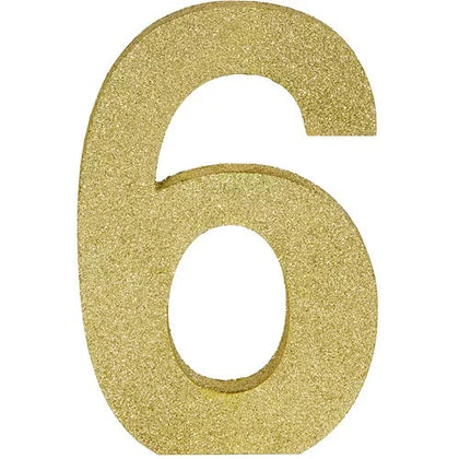 Number 6 Glitter Gold Number Sign | General Entertaining