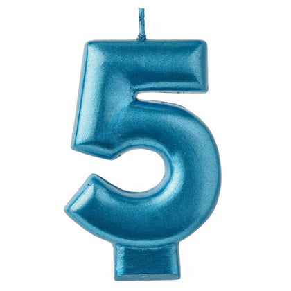Blue Numeral Candle #5  