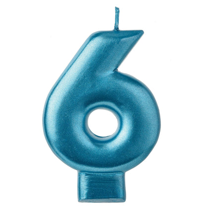 Blue Numeral Candle #6  | Candles