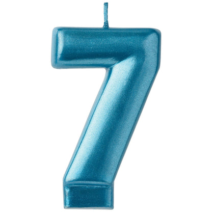 Blue Numeral Candle #7  | Candles