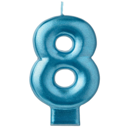 Blue Numeral Candle #8  | Candles